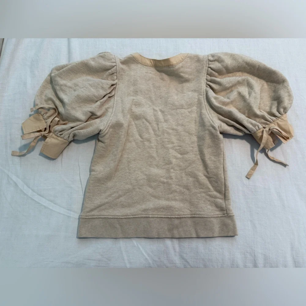 Ulla Johnson Bess Mixed Media Puff Sleeve Pullover Top Women's Size XS